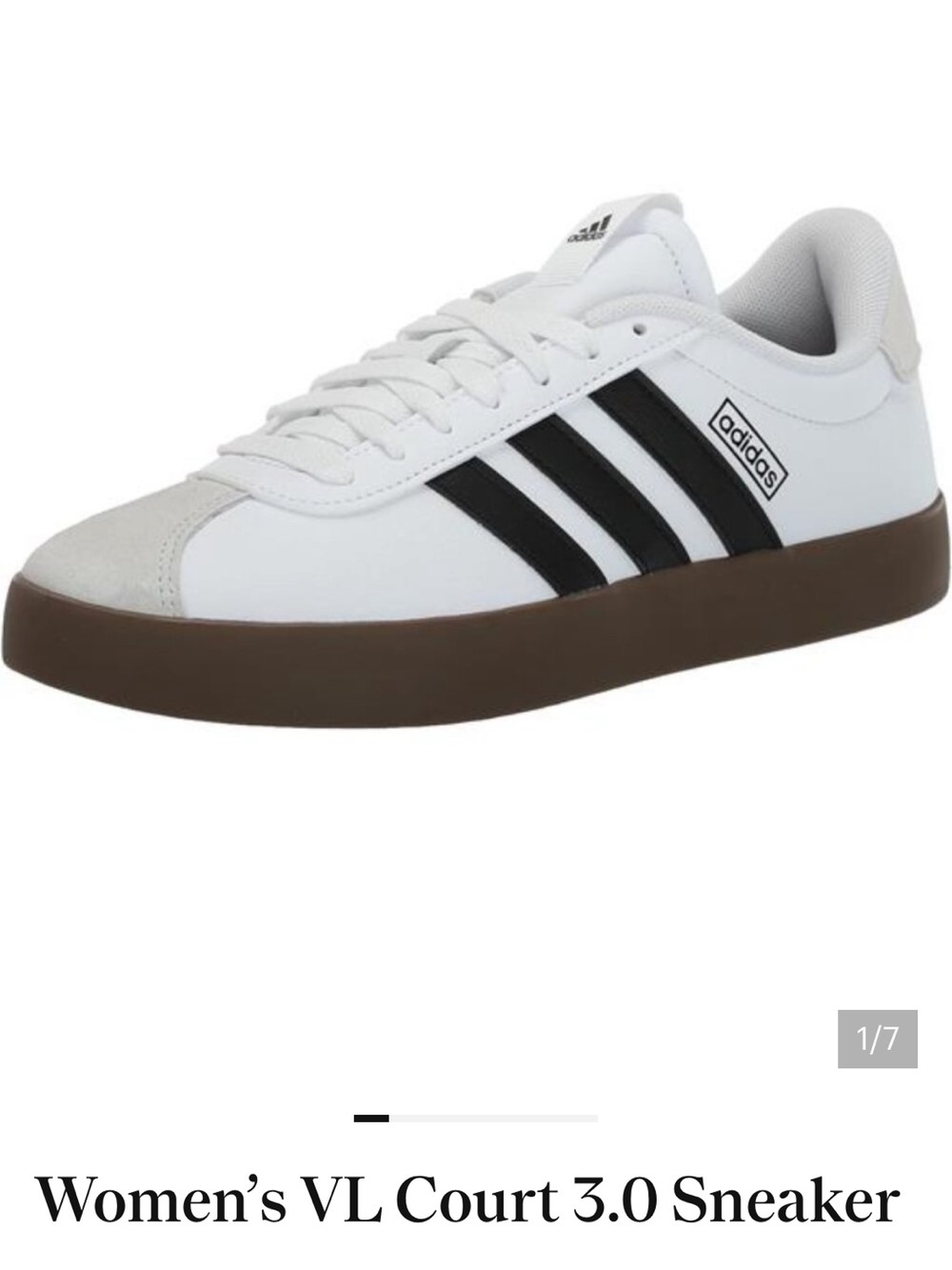 adidas Low-Top VL Court Sneaker in White, Black & Brown